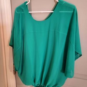 Express Mint Green Sheer Dolman Sleeve Top